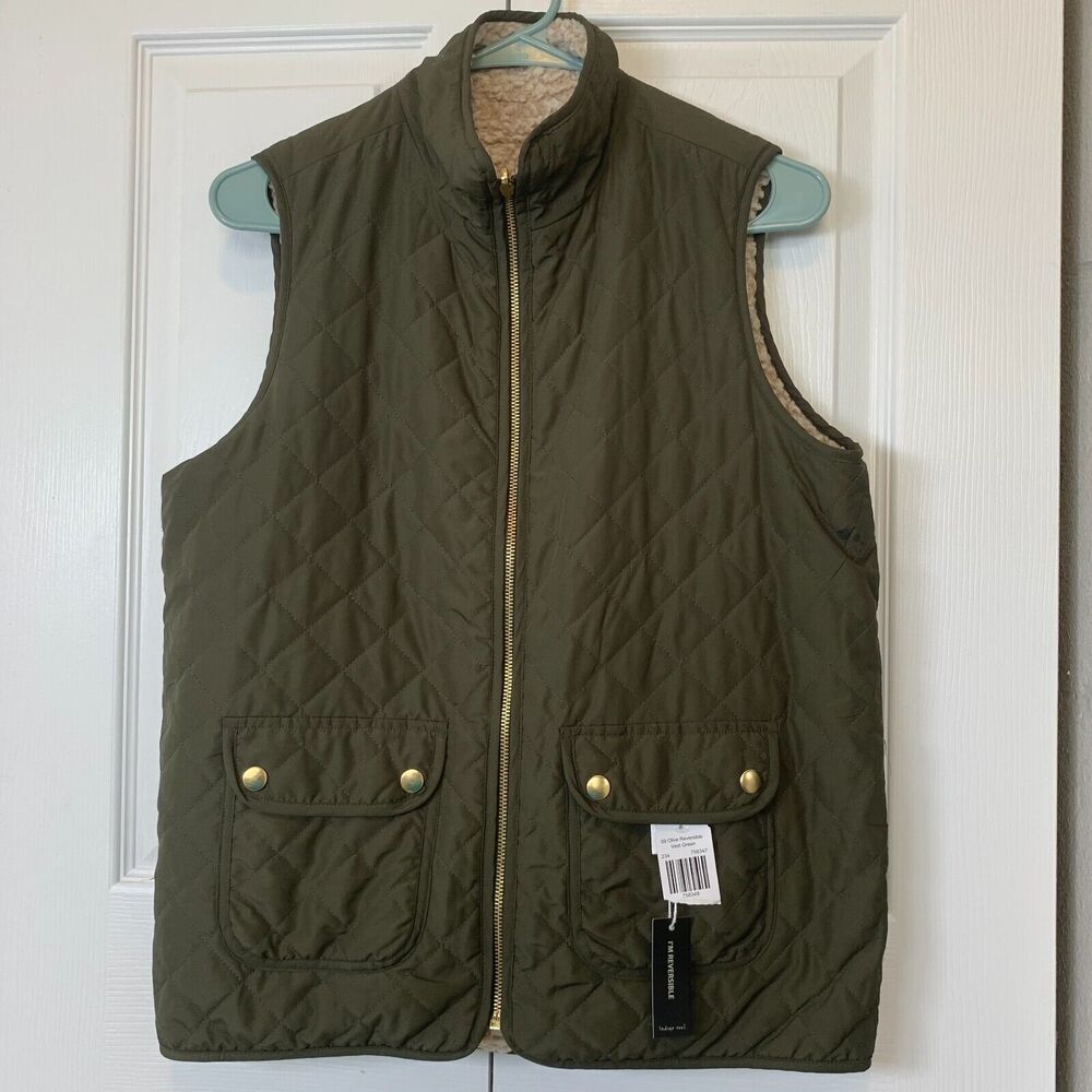 Indigo Soul Reversible Vest Quilted One Side Reverses to Sherpa Side Small NWT - Picture 6 of 16